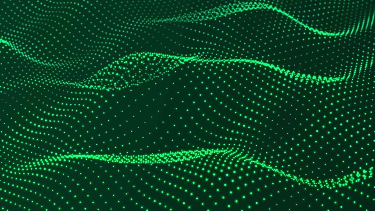 ondata dinamica di particelle luminose. sfondo della tecnologia digitale. rendering 3d. ciclo senza cuciture. 4k