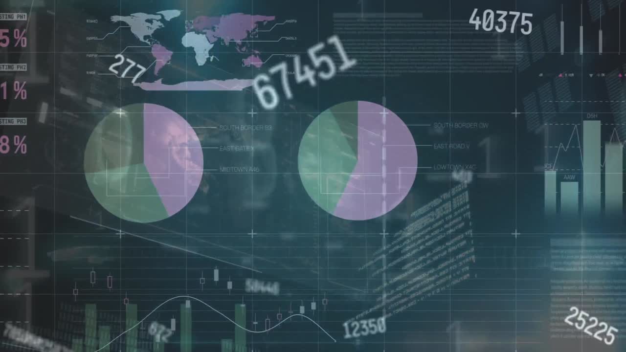 animación del procesamiento de datos sobre un fondo negro