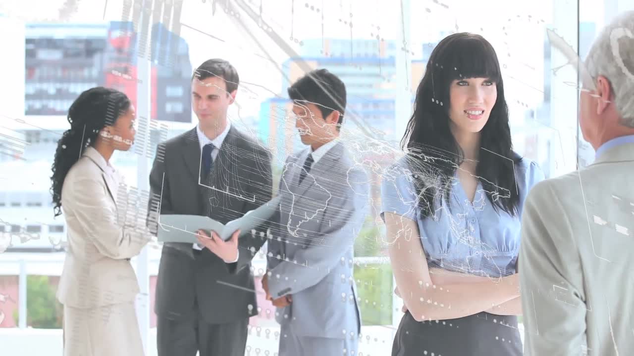 비즈니스 미팅 동안 재무 데이터 처리의 애니메이션