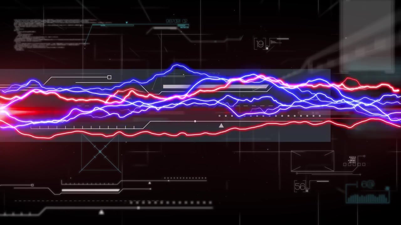 Animation of data processing over black background