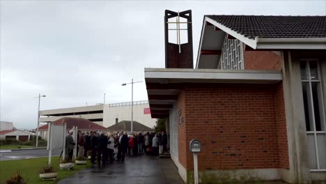 shot of religious chapel or funeral home for funeral service