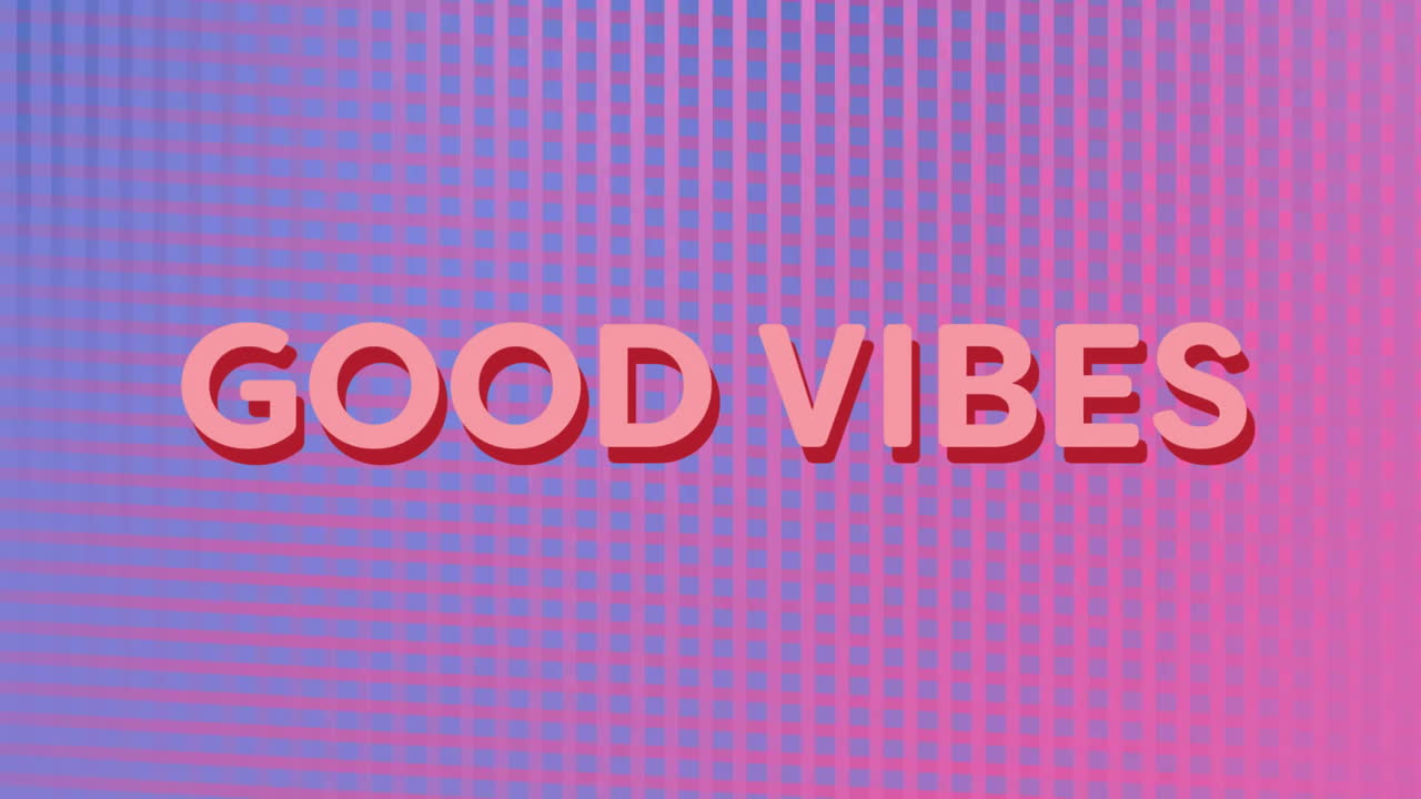 GOOD VIBES text over colorful striped animation background