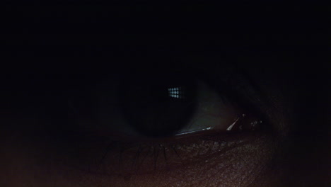 close up macro eye hallucinating intense drug addiction with light flashing experiencing adrenaline rush