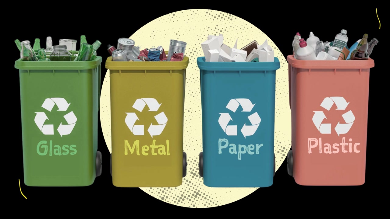 Collage style Sustainability animated elements on alpha channel