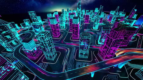 el paisaje urbano cyberpunk futurista