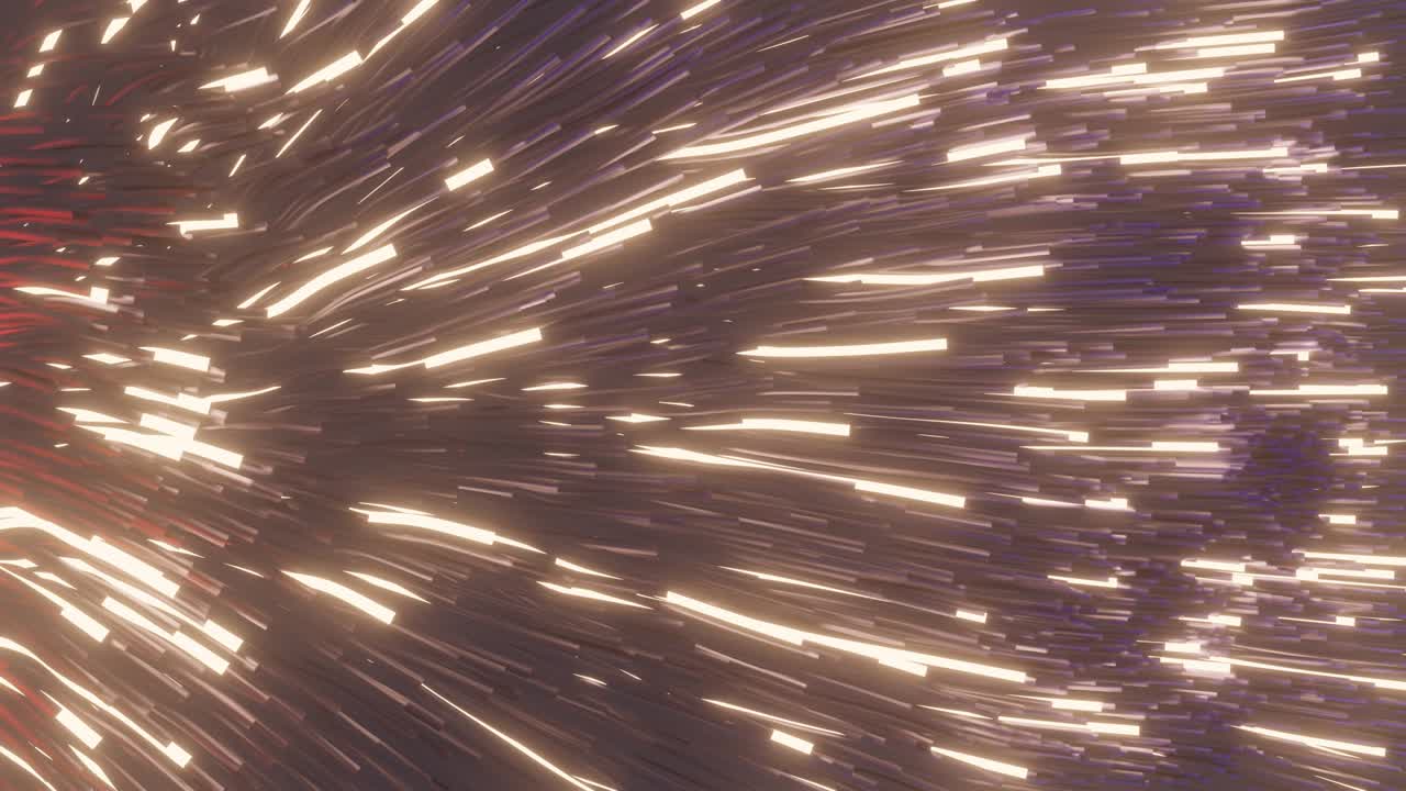 abstracción, partículas y líneas animadas. elementos del espacio virtual. curvas de neón de iluminación