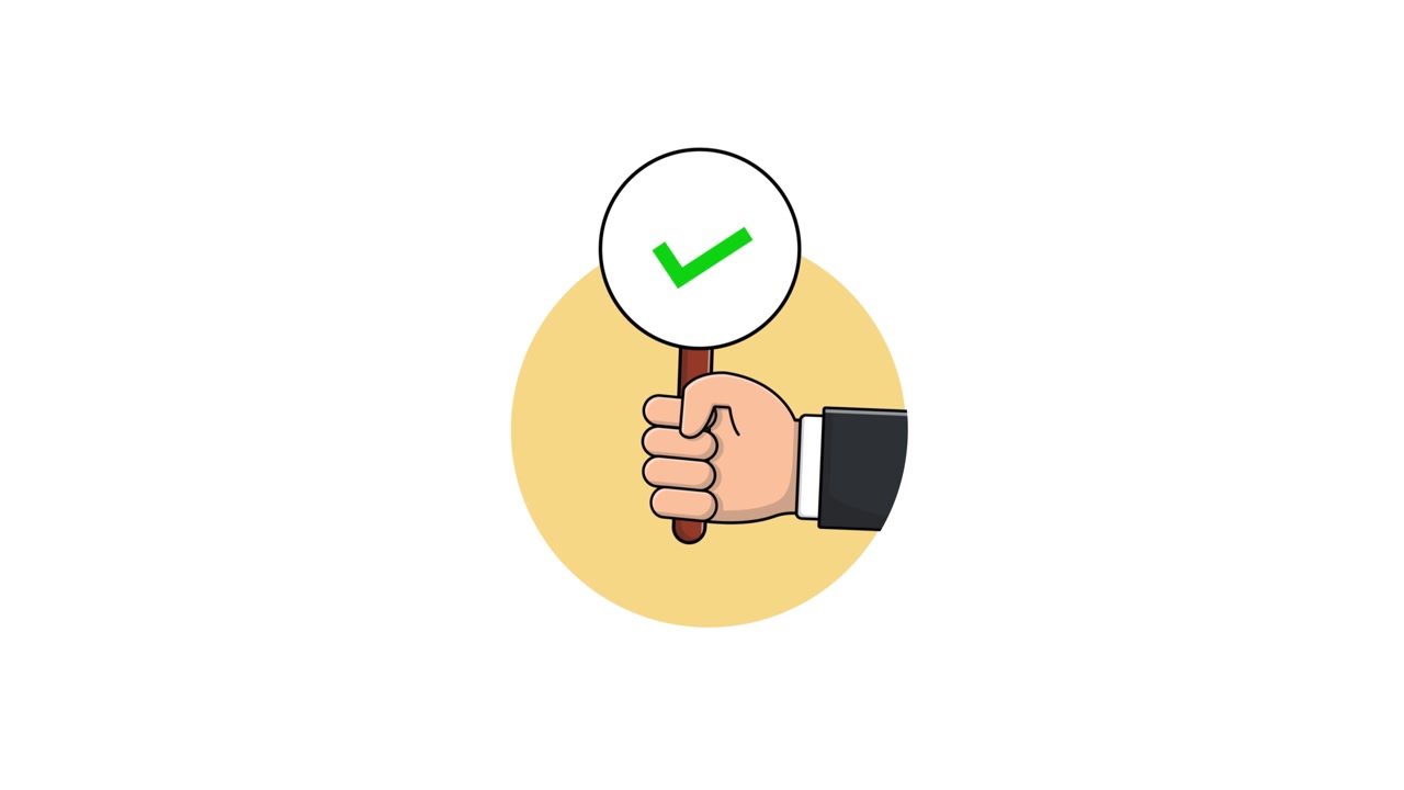 Animated Hand Holding a Green Checkmark Sign