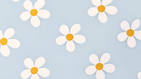 daisy flower pattern on light blue background