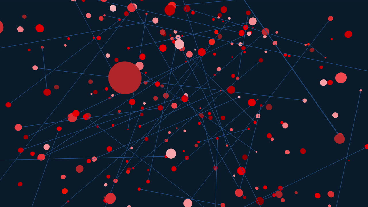 Abstract digital network connections with red nodes on dark blue background