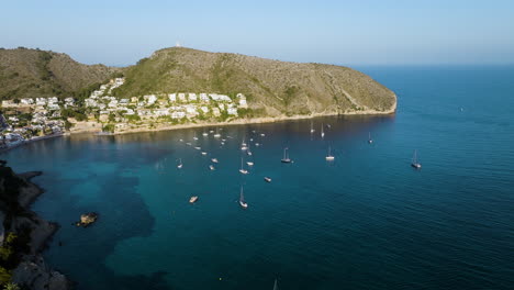 coastal bay with boats and houses