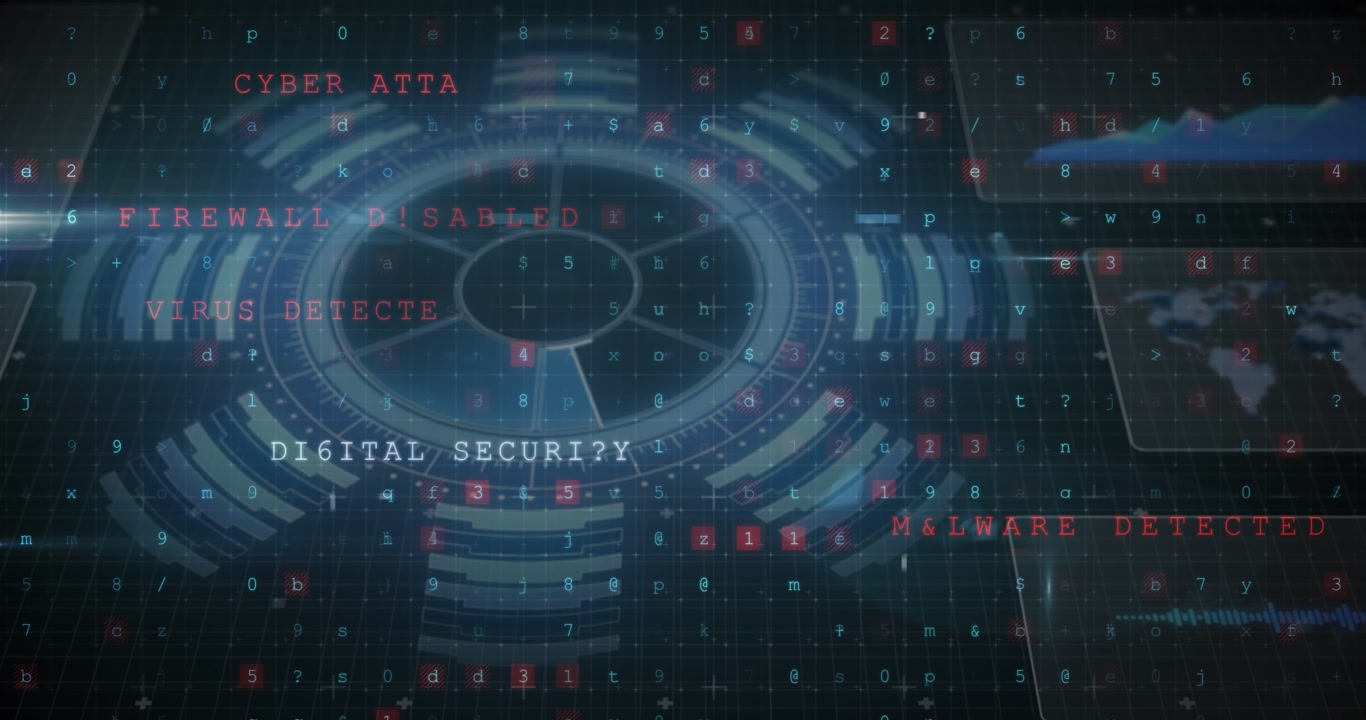 Animation of data processing over grid on black background