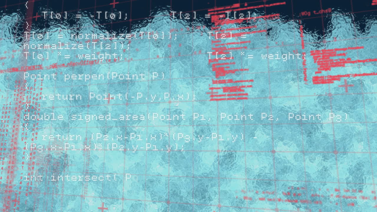 animación del procesamiento de código informático sobre fondo azul y marino