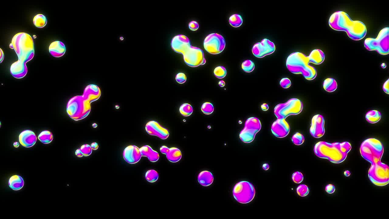 검은 바탕에 수평으로 흐르는 다채로운 액체 어리