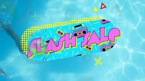 colorful geometric shapes in animation for retro-themed flash sale by poolside
