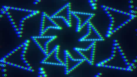 the image displays a repeating pattern of blue dots in a symmetrical triangle formation connected by lines. the arrangement creates a visually captivating and cohesive design
