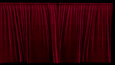 closing theater red velvet curtains with alpha channel