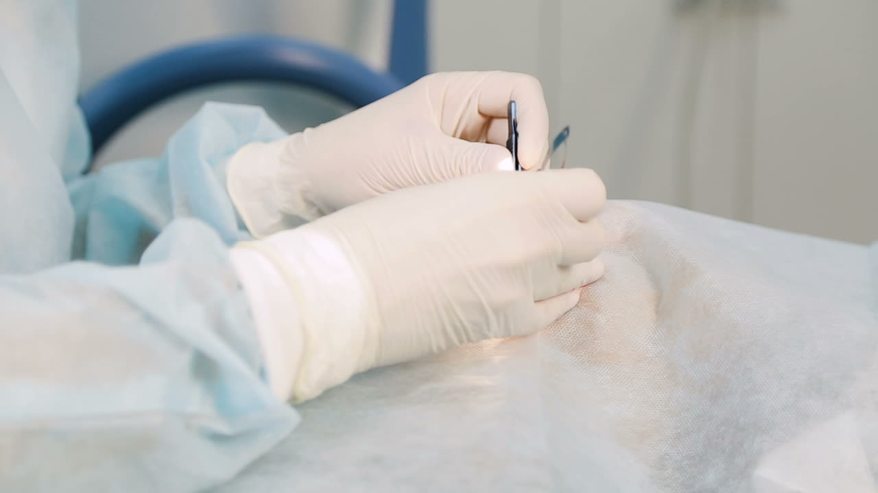Laser vision correction. Patient lies on the operating surgical table during ophthalmology operation surger