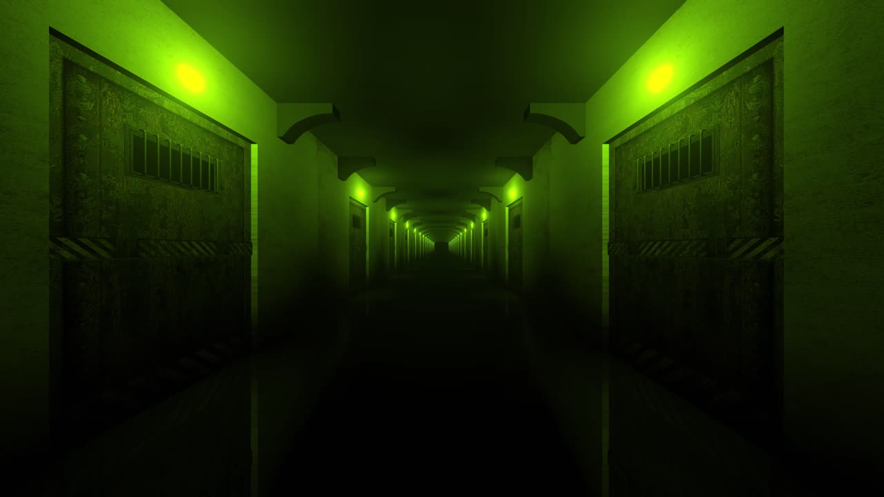 Green Lit Hallway