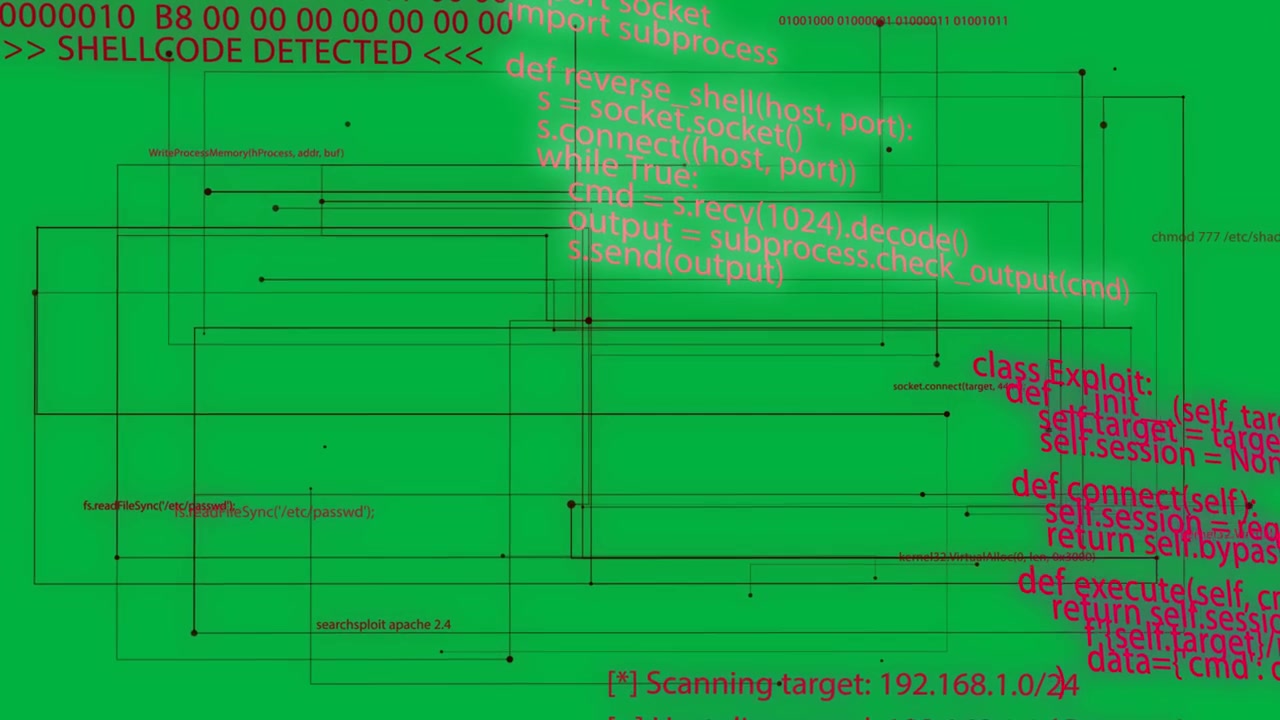 Magenta glow emerging top sweeping right showing Python code on red grid transparent background