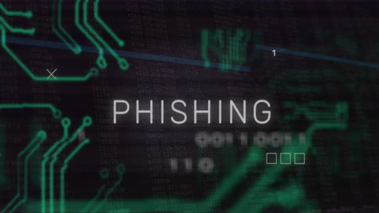 Animation of phishing text over data processing