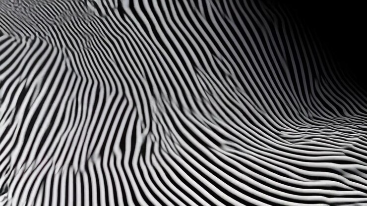 Abstract Motion of White Rippling Lines on Black Background
