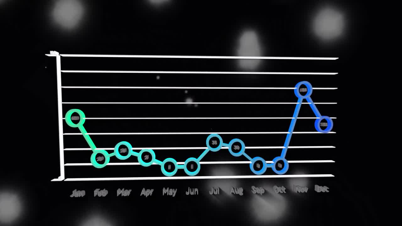 animación del procesamiento de datos sobre puntos de luz sobre fondo negro
