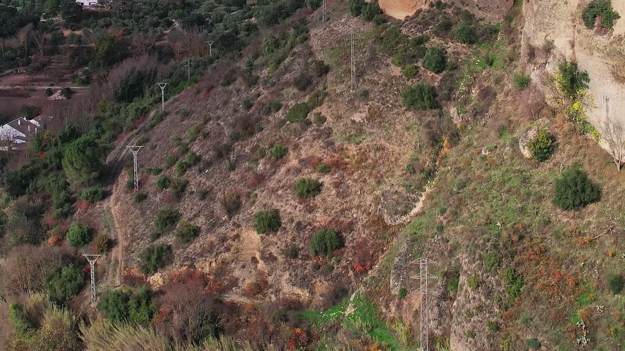 Views of the hillside in Malaga, Spain during a sunny day