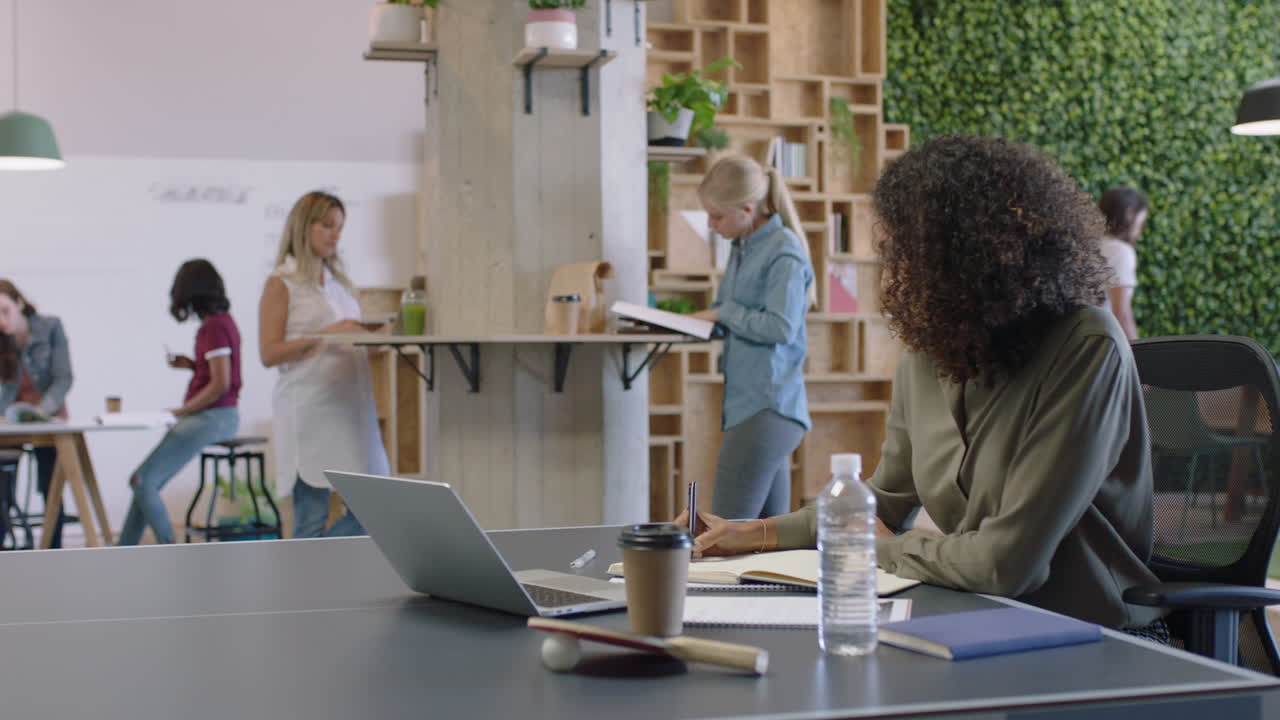 professional business woman boss brainstorming ideas working on creative writing project in modern office happy multi ethnic workplace