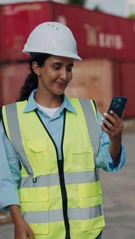 female engineer at container terminal