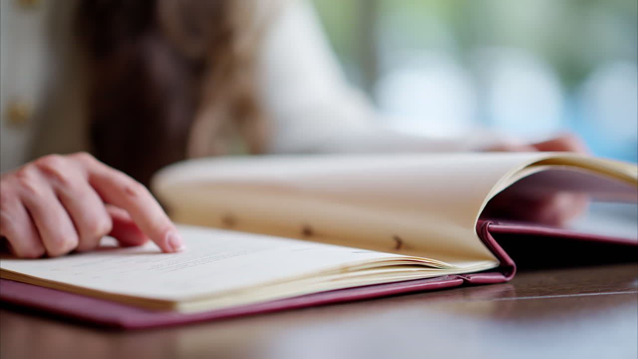 Woman reading the menu at a restaurant