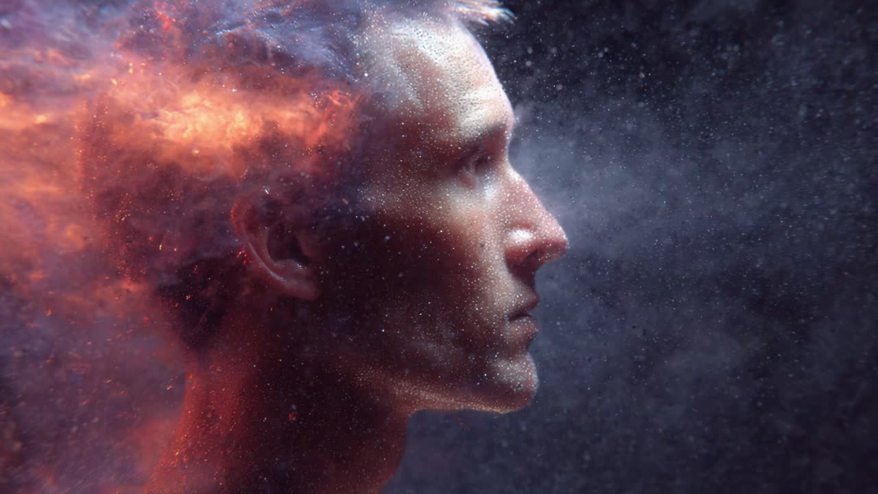A Powerful Portrayal of Inner Thought and Emotion, Merging Human Form with Cosmic Elements, Capturing the Depths of Imagination and Creativity in Stunning Visuals