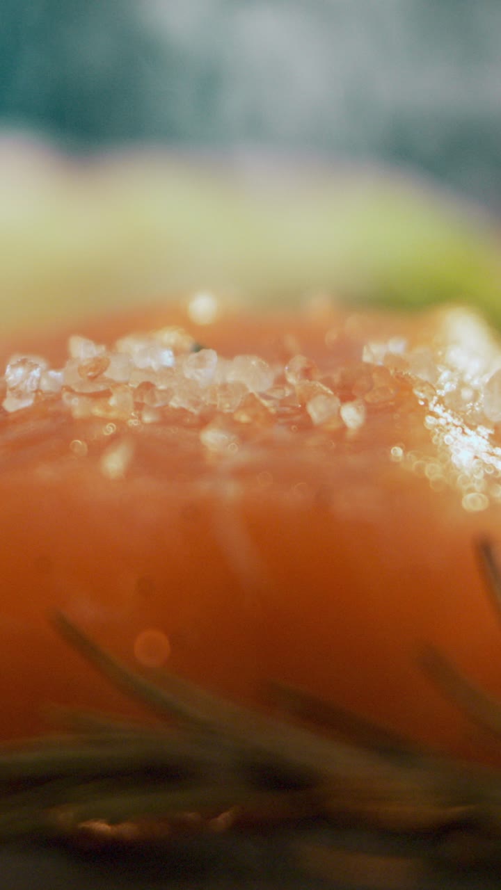 Close-up of Salmon with Salt