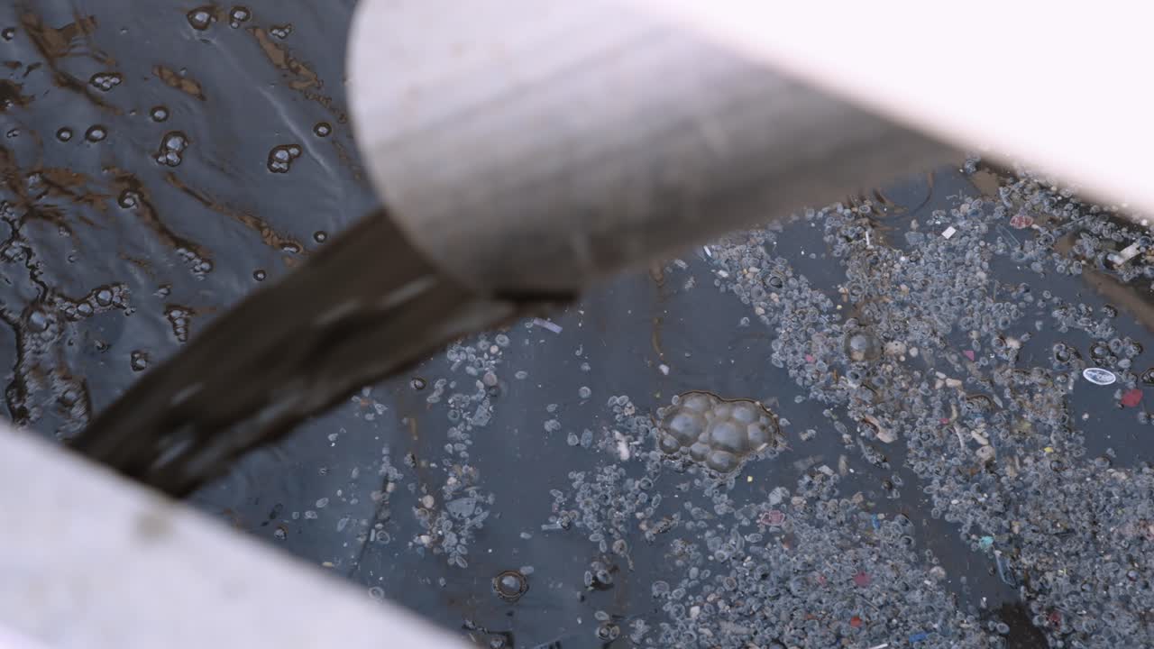 Wastewater channel, symbol of environmental care and water treatment.