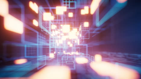 ciberespacio digital con líneas cruzadas brillantes, renderización en 3d.