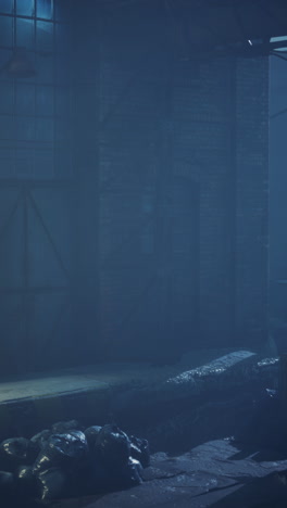 abandoned factory with foggy atmosphere