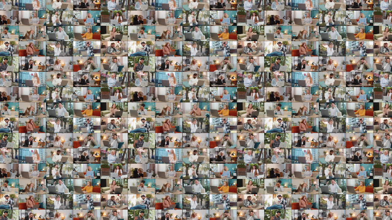 Collage of frustrated people men women use laptop loses fortune loss fail online bad news play game