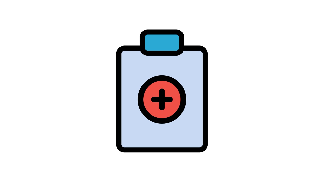 Animated Medical Clipboard Icon with Plus Sign