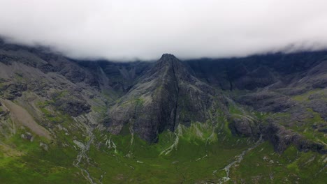 Mountains-Above-Fairy-Pools-on-Isle-of-Skye,-Scottish-Highlands,-Scotland,-United-Kingdom