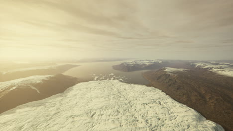 Icebergs-in-Lake-below-Mountain-and-Glacier