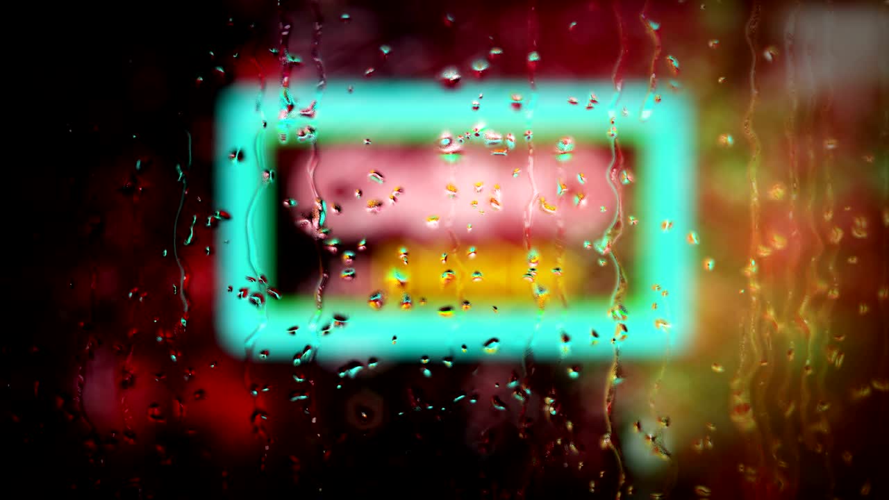 el letrero de neón "casino" se revela a través de las gotas de lluvia