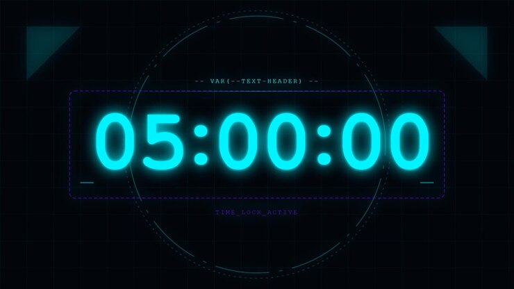 Digital Countdown Timer Interface with Neon Blue Glow