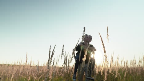 couple having fun in a field