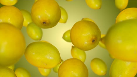 lemons falling down. slow motion