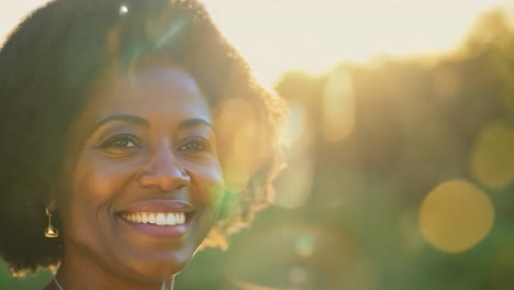 happy woman smiling outdoors