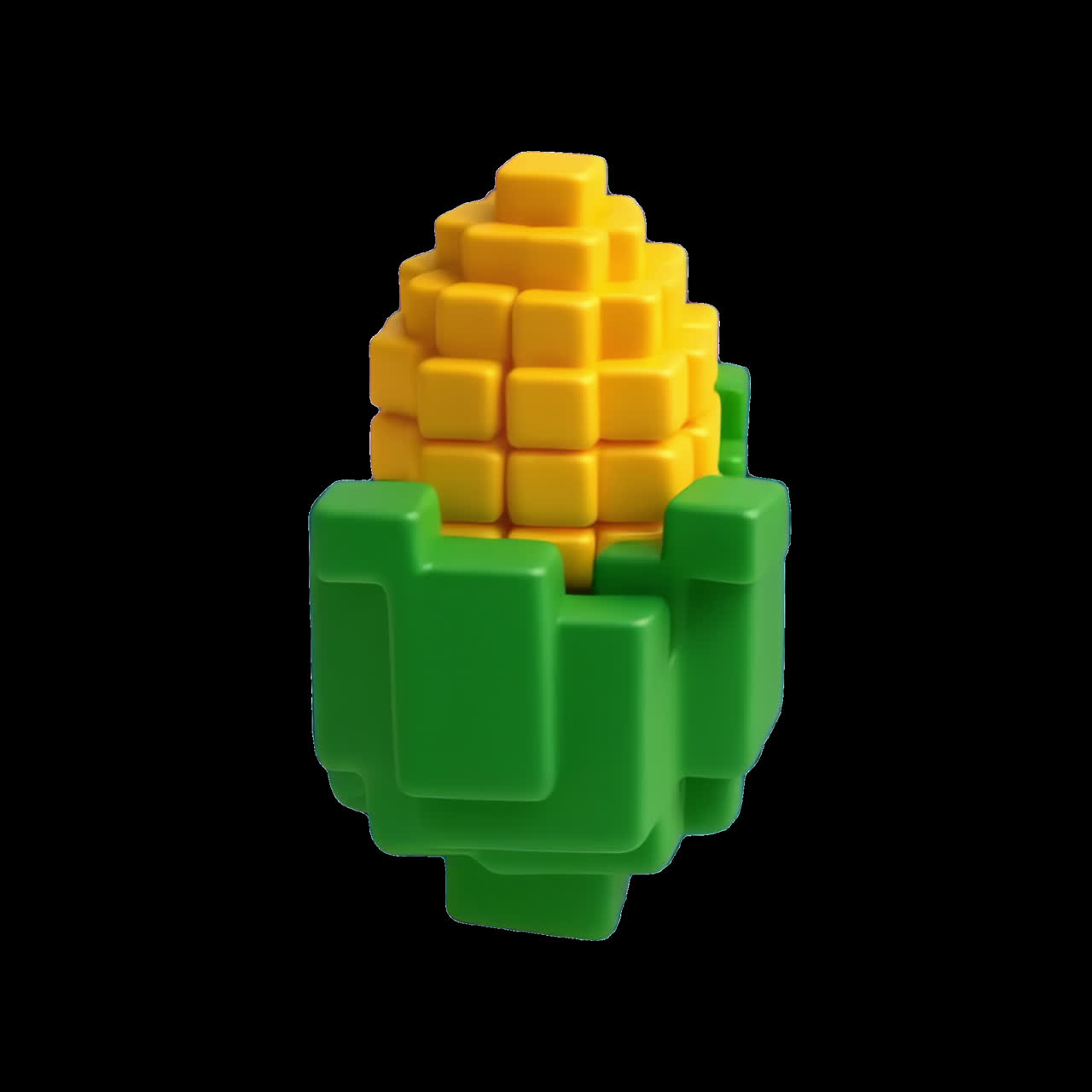 Pixelated corn design animation isolated asset, transparent 4K video, alpha channel, ProRes 4444