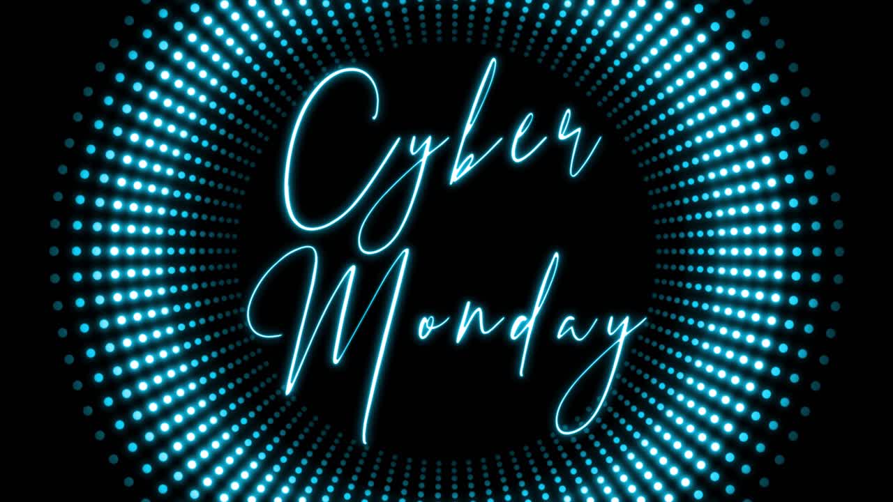 Animeret Cyber Monday-tekst og neongrafiklys