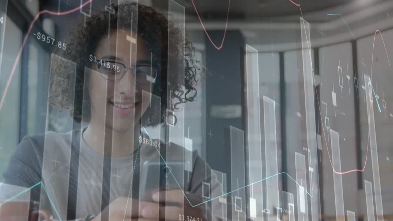 animación de estadísticas y procesamiento de datos sobre el hombre utilizando un teléfono inteligente