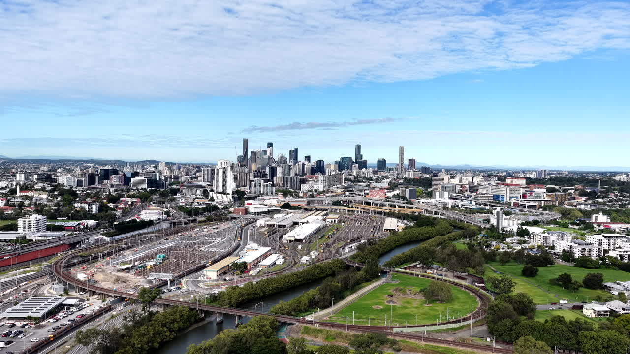 Brisbane City Train Yard Drone Wide
