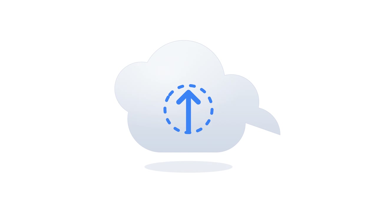 Animeret sky-ikon med upload-pil-symbol