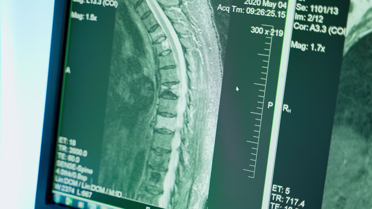 Radiological chest x-ray. CT scanned image show on computer